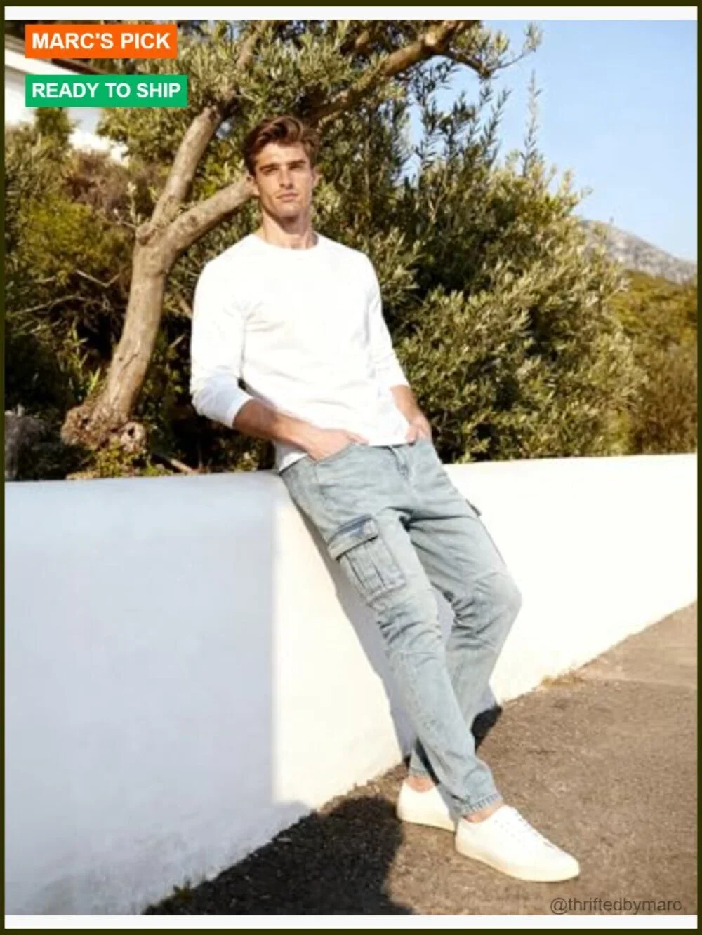 Men's Slim Fit Stretch Denim Cargo Jeans with Multi Pockets